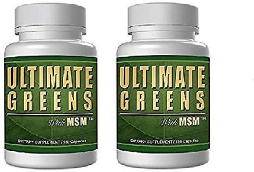 Últimos Verdes con MSM 360 cápsulas, 1925mg Vegan Friendly Whole Food Superfood Supplement Non GMO Gluten Free Alkalizing Nutrients 2 Months Supply