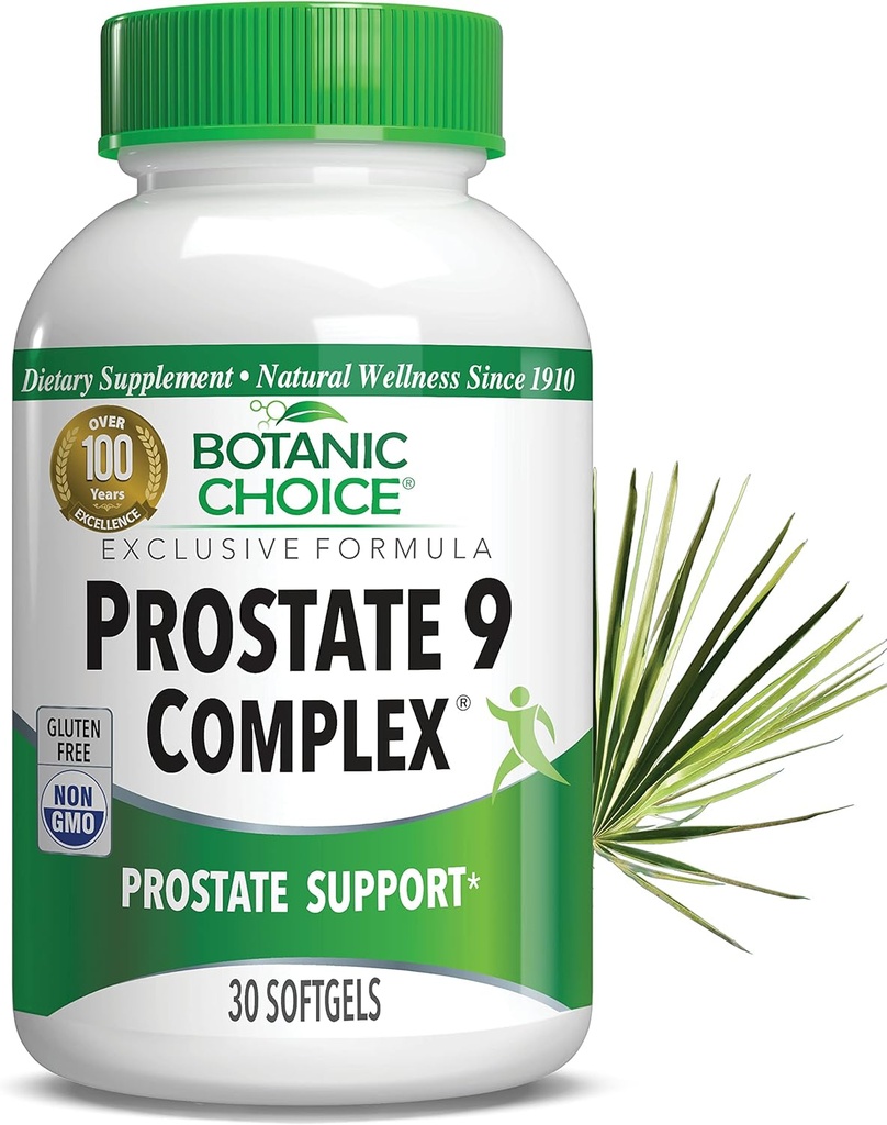 Complejo de Elección Botánica 9 - Suplementos de Prostata para Hombres con Saw Palmetto, Pygeum, & Lycopene - Advanced Prostate Health Supplement for Urinary Flow & Cellular Health - 30 Softgels