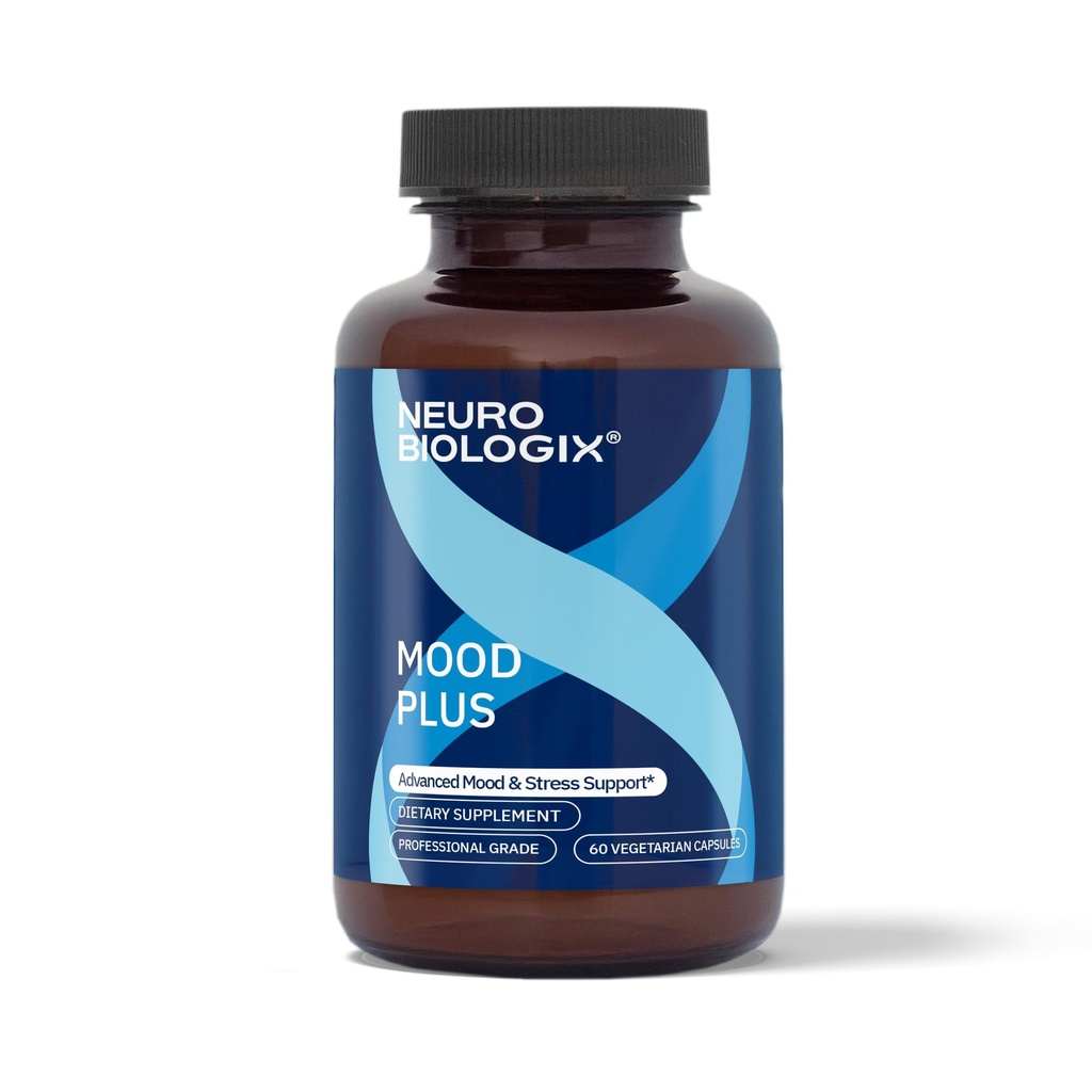 Neurobiologix Mood Plus for Men and Women, Mood & Stress Support Supplement with GABA, 5-HTP, Ashwagandha, Magnesium & Chamomile for Emotional Balance, Relaxation & Serotonin Support, 60 Capsules
