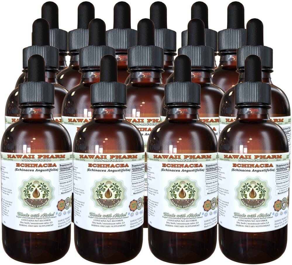 Extracto líquido libre de alcohol, Echinacea (Echinacea Angustifolia) Dried raíz Glicérite Hawaii Pharm Natural Herbal Suplemento 15x4 oz