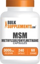 BulkSupplements.com MSM Capsules - Methylsulfonylmethane, MSM 3000mg - Suplementos Conjuntos, Gluten Free, 4 cápsulas por Serving, 240 Conde (Pack of 1)