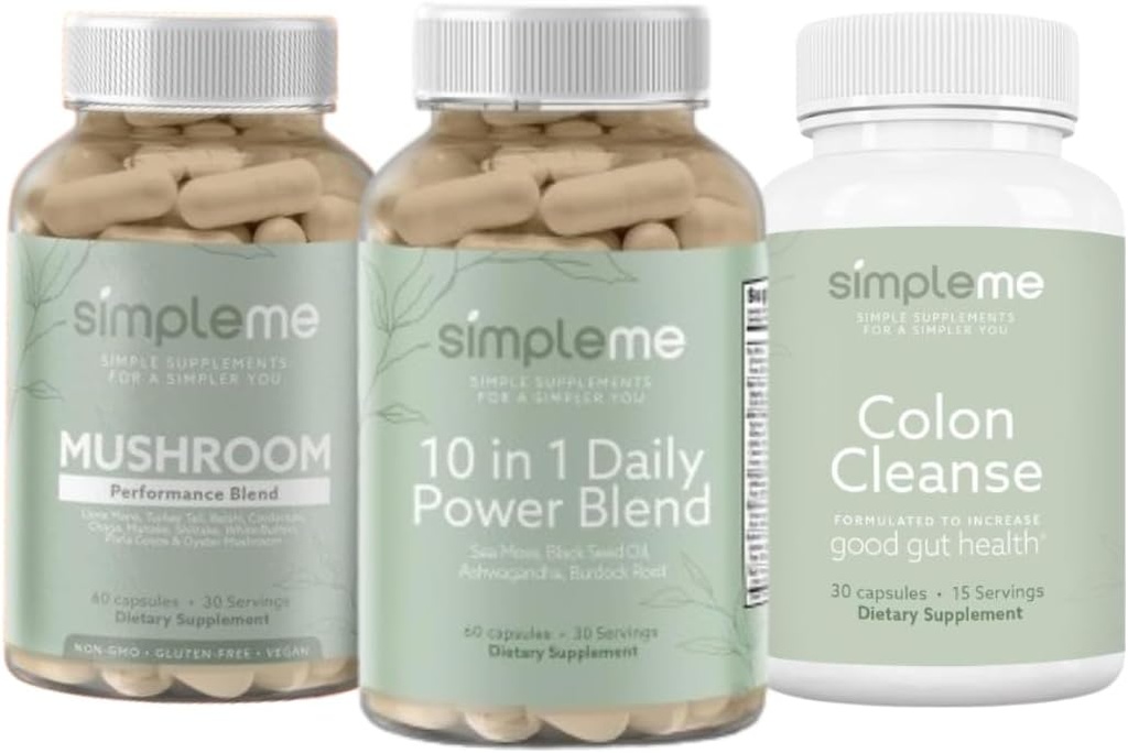 SIMPLEME Sea Moss Capsules 10 en 1 Power Blend y Colon Cleanse Detox y Multi-Mushroom Suplemento Bundle para mejorar la salud inmune