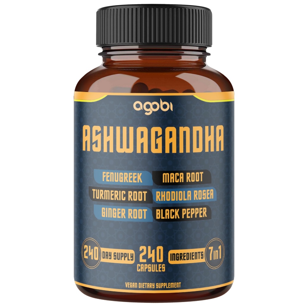 240 Capsules - 8 Month Supply - 7in1 with Fenugreek, Maca, Turmeric, Rhodiola, Ginger, and Black Pepper - Mood, Strength, Spirit and Energy Support Supplement