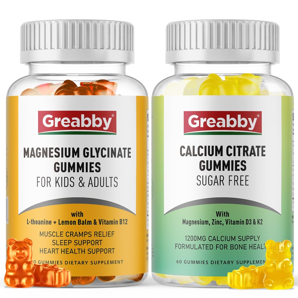 Magnesium Glycinate Gummies, Calcium Citrate Gummies for Kids &amp; Adults, Bone Support