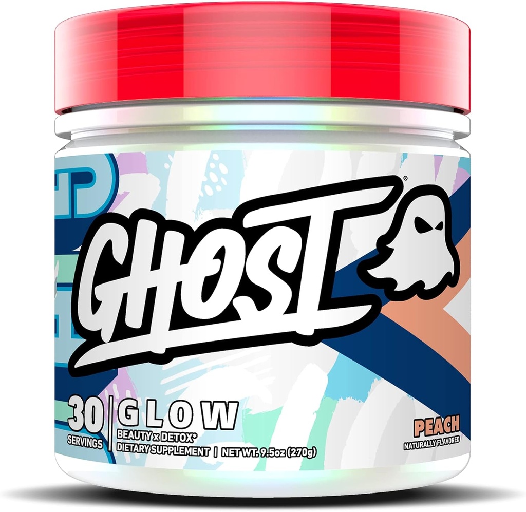 GHOST Flujo: Belleza y Detox Soporte Fórmula - 30 Servimientos, Peach - Boosting Biotina y L-Teanina para Antioxidantes para Radiancia de Hidratación, Complejo y Nourishment - Vegan, Libre de gluten