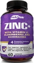 NutriFlair Zinc 50mg - con vitamina C, Elderberry, Echinacea Purpurea Extracto, Zinc Oxide - Comparar con picolinato, Citrato, Oxide - Soporte completo de mango Fórmula con 4 Immune Defense