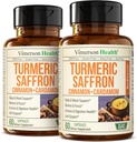 Suplementos Saffron – 89mg Saffron Extract y 1000mg Tumeric Blend – Suplemento Turmérico con canela de Ceylán y Cardamomo para Mood, Memoria y Salud Ocular – Suplementos Conjuntos para Hombres Mujeres – 2 Pack