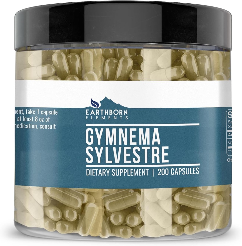 [BRSROYYNOYJWECDL] Elementos terrestres Gymnema Sylvestre 200 Capsules, Puro ' Undiluted, No Additives