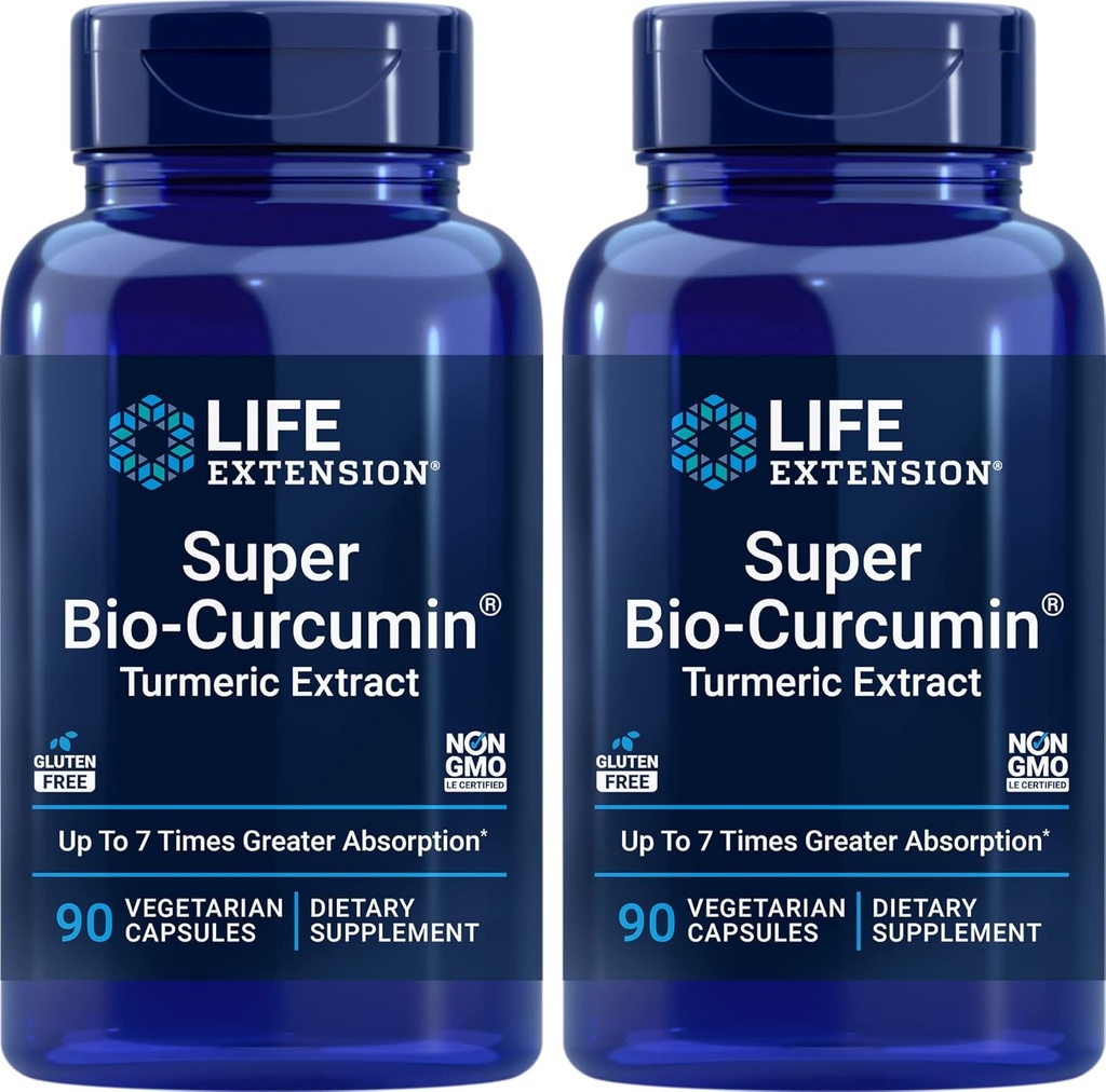 Super Bio-Curcumin Turmeric Extract 400mg, 90 Veg Caps (Pack of 2) - Vegetarian Capsule - Non-GMO - Highly Absorbable
