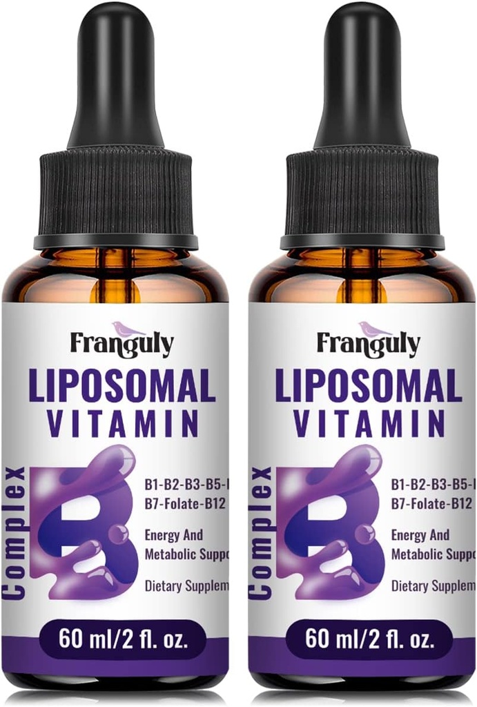 Liposomal Vitamina B Complejo Líquido Sublingual B Completo Vitaminas Suplemento para Mujeres Hombre Absorción Mejorada B12,B1, B2, B3, B5, B6,Folate,Biotin for Energy And Immune Support-4.0 oz