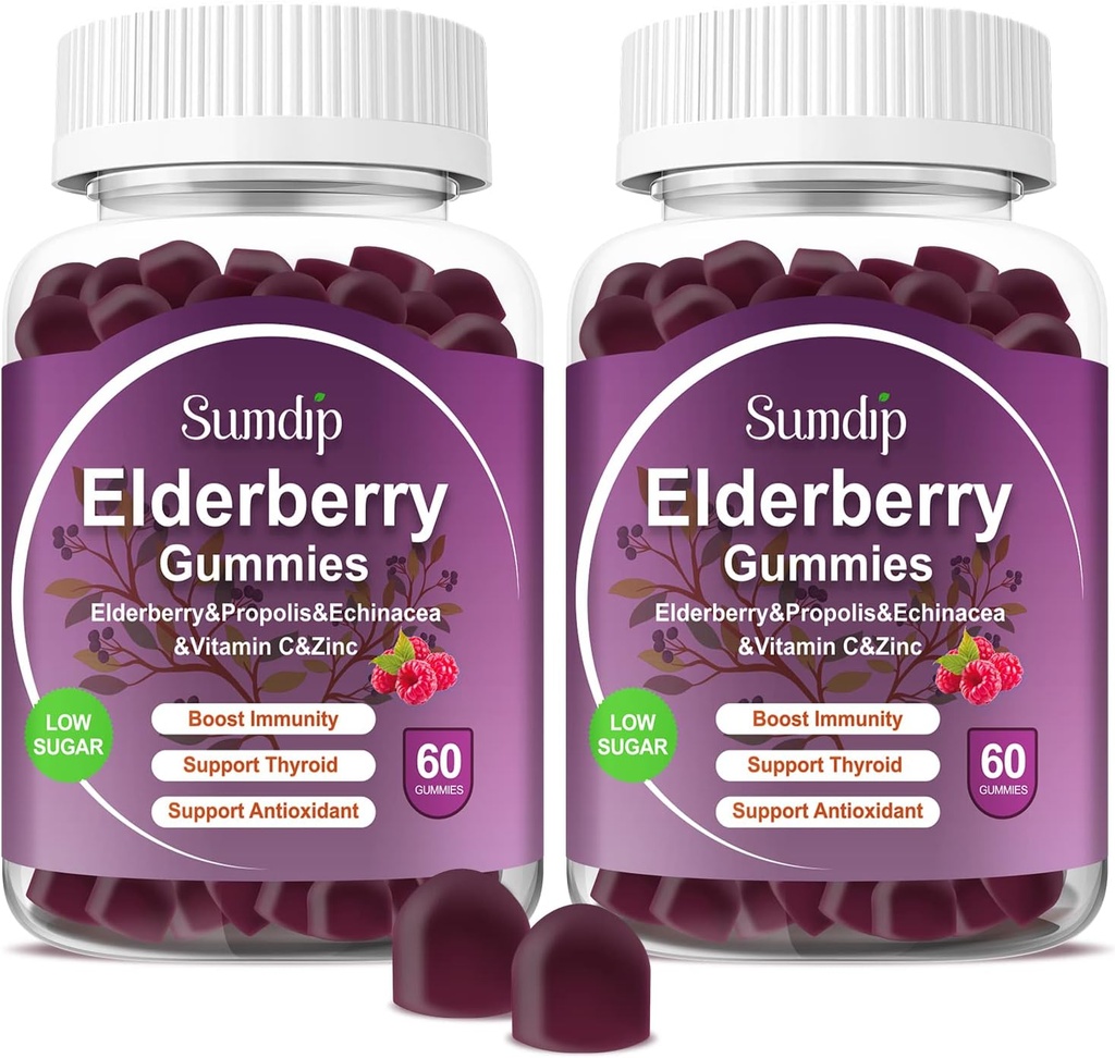 Gummies de arándano con zinc y vitamina C Apoyo integral Suplementos dietéticos Berry Flavor Vegan Gummy No GMO Gluten Free 60 Gummies-2 Pack