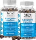 por Dr. Awan Super Greens Gummies, Fruits & Veggies Suplemento, Green Superfood for Immunity, Metabolism, Liver Function " Nervous System, Essential 8 Greens, 120ct, 60day Supply