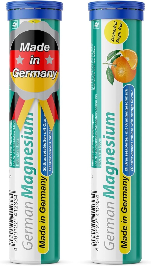 Suplemento de óxido de magnesio alemán ← Tablas efervescentes ← Orange Flavor – 200 mg Magnesio por servir a sugar libre, vegano – TácD Pharma – Hecho en Alemania