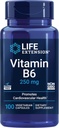 Extensión de la vida Vitamina B6, 250 mg, alta potencia, salud cardiovascular, salud neurológica, salud de los ojos, función sana del riñón, libre de gluten, no GMO, vegetariana, 100 cápsulas