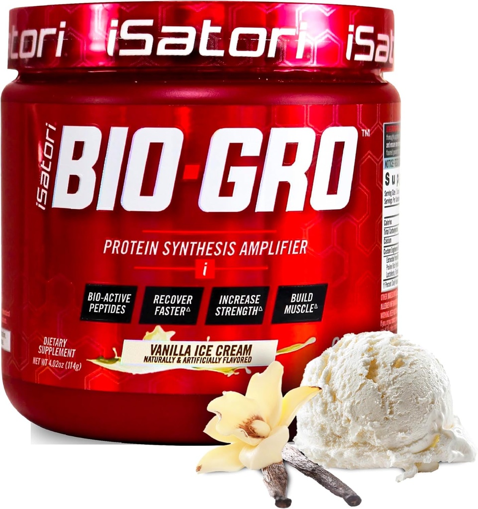 iSatori BIO-GRO Sintesis de proteína Amplificador, para la recuperación de músculos " Crecimiento, mejora del estimulante libre de pre-entrenamiento " Suplemento de Colostrum con bio-péptidos activos- Crema de hielo de vainilla (60 piezas)