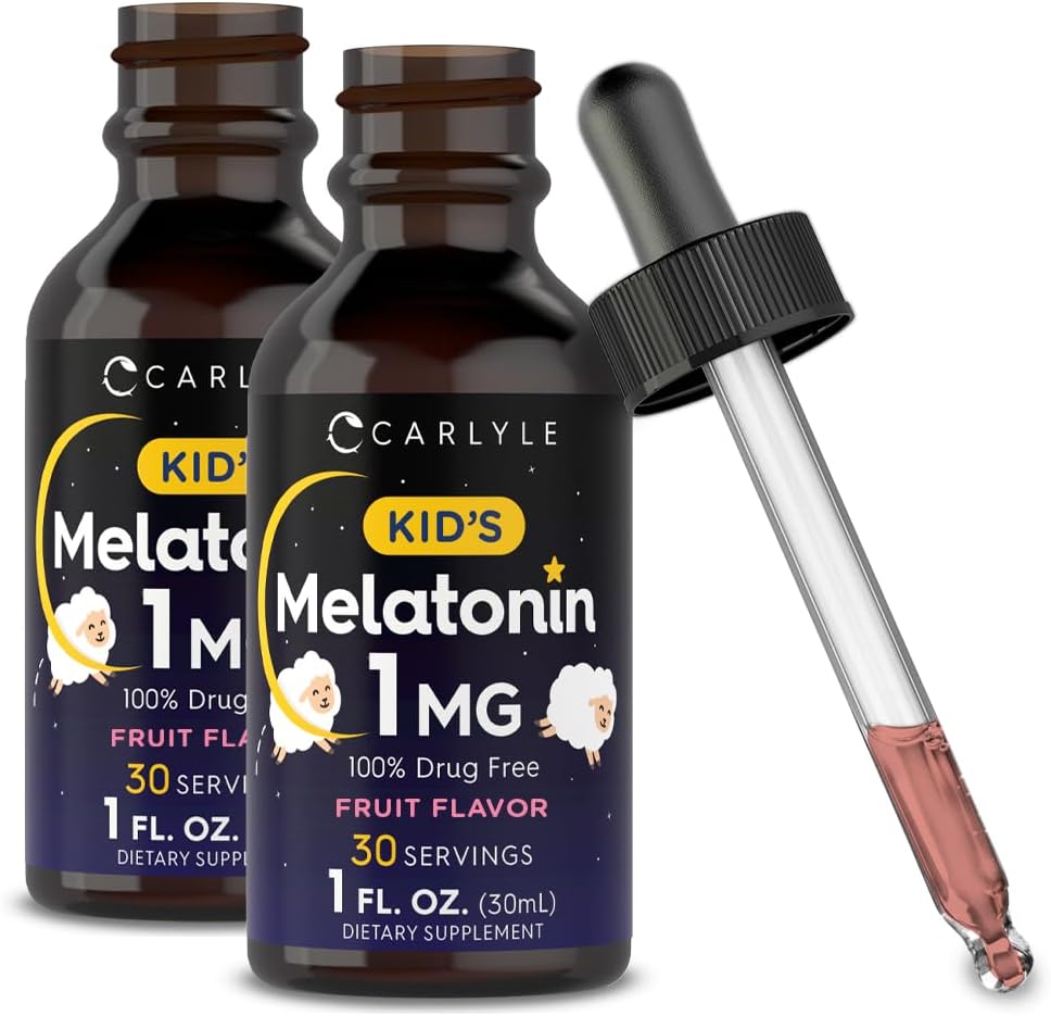 Carlyle Kids Melatonin Liquid TENIDO 1 fl oz TENIDO Two Pack TENIDO Fruit Flavor tóxico Drug Free Childrens Suplemento