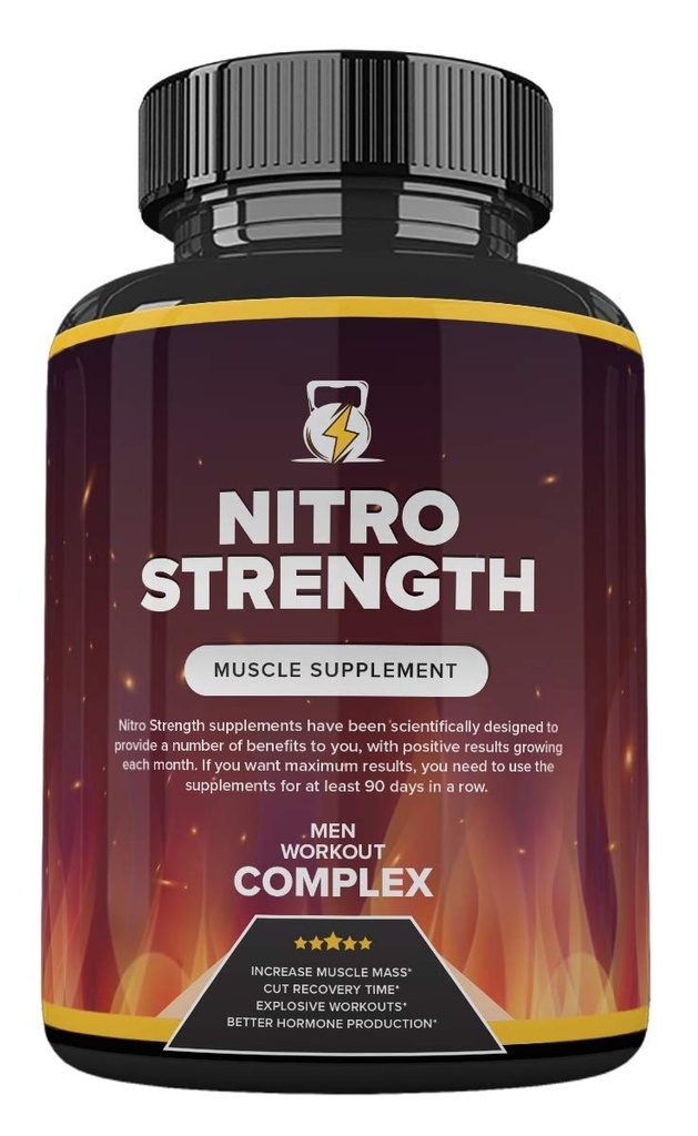 Nitro Strength Muscle Supplement, Nitro Strength Pills for Men Workout Complex 90 Caps