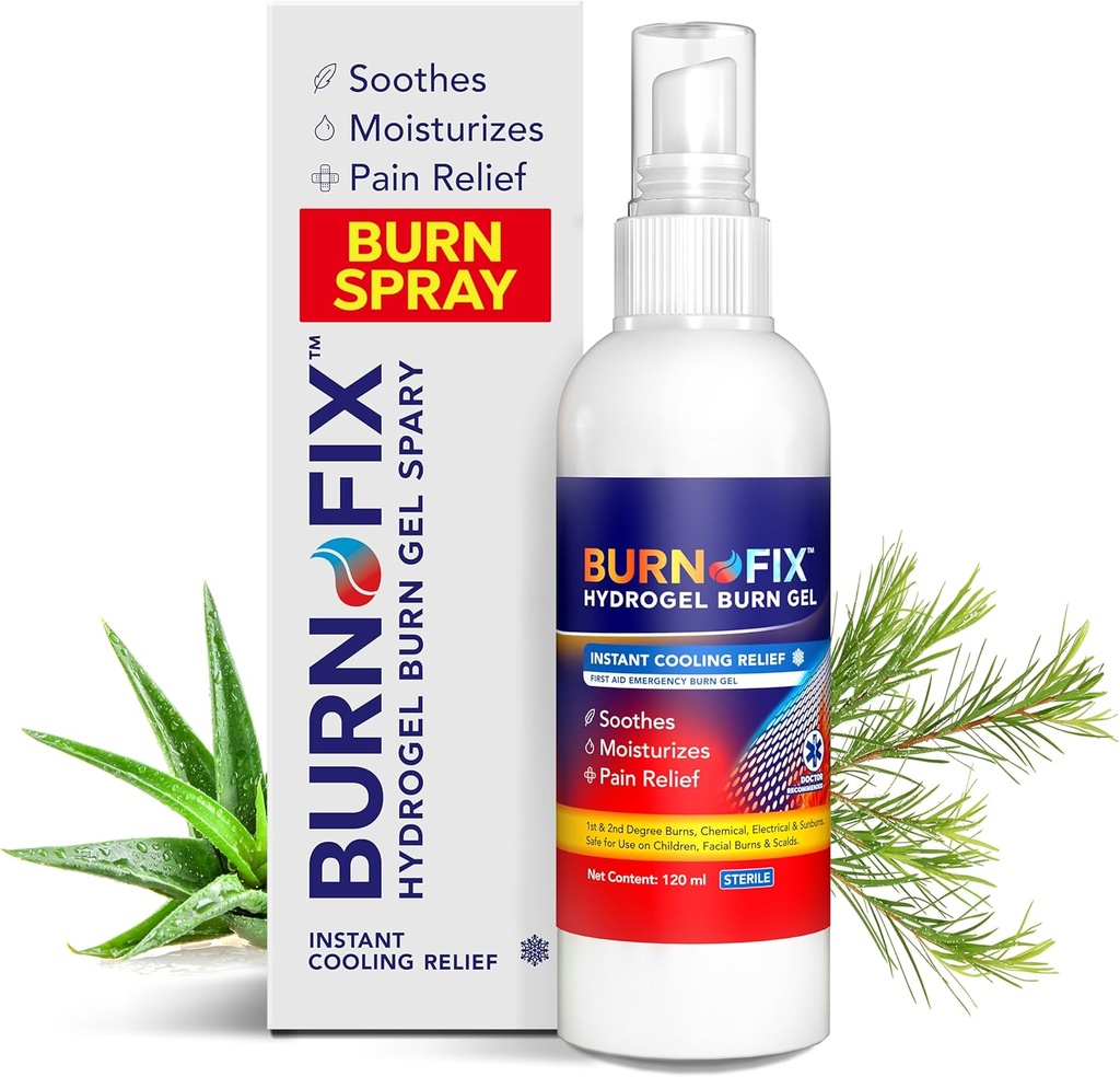BurnFix® Hydrogel Burn Spray – 120 ml Instant Cooling Relief for 1st & 2nd Degree Burns, Sunburns " Scalds ← Doctor-Recomendado Moisturizing First Aid Essential for Kids " Adults