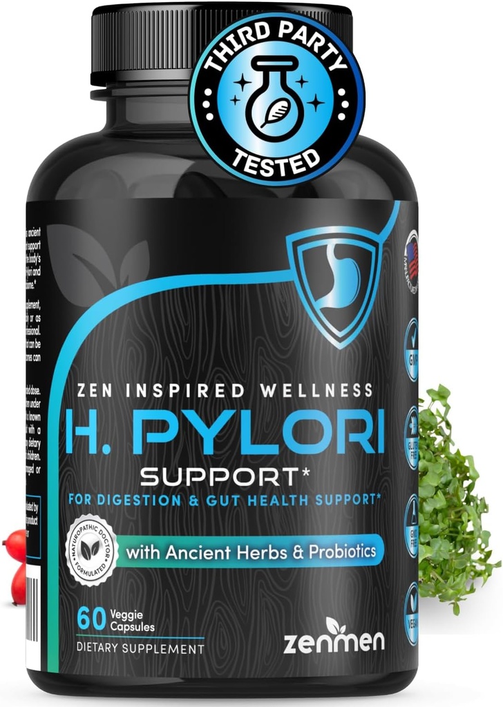 H. Pylori Support  Lactobacillus Reuteri Probiotic with Mastic Gum for Digestion " GI Health - Third Party Tested, 60 Vegan Capsules, Made in The USA