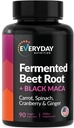 Organic Fermented Beet Root, Black Maca, Carrot, Spinach, Cranberry, Ginger ←Enhanced Global Health for Women & Men TEN Made in USA ← 90 Veggie Capsules