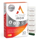 Suplemento activo de hierro 25 mg – Probado clínicamente para aumentar los niveles de energía de hierro – suave, no estreñido, altamente absorbido – 30 cápsulas