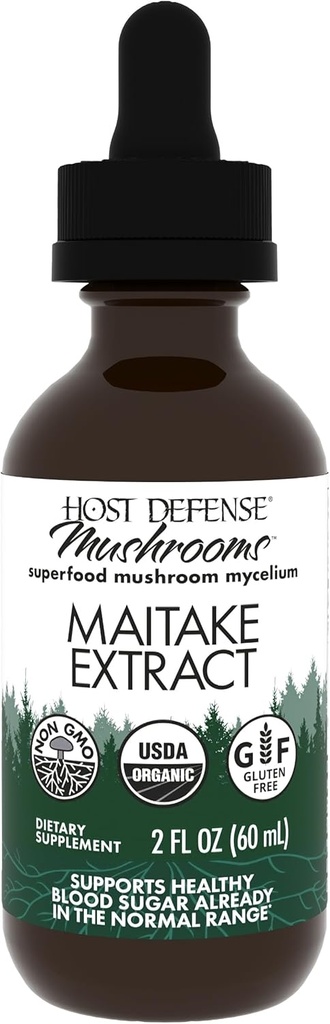 Anfitriona de Defensa Extracto de Maitake - Immune & Cellular Health Support - Suplemento herbal con Maitake Mushroom &amp; Mushroom Mycelium - Suplemento líquido - 2 fl oz (60 Servings)*