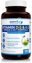 La Sabiduría de la Tierra Vitamina D3 5000 UI con Fórmula K2 (MK7). Muscle, Bone, Heart & Immune Support. Absorción Superior. 120 cápsulas. Libre de Gluten, Dairy, Soy. Manufactured in USA.