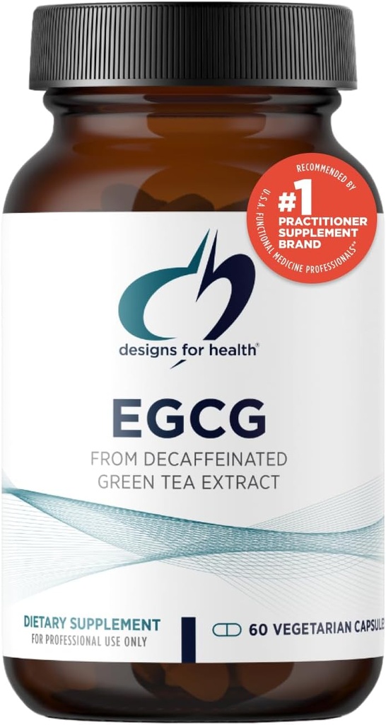 Diseños para la salud EGCg - Extracto de té verde decaffeinado (225 mg) + Suplemento Antioxidante de polifenoles - No GMO Píldoras de té verde vegano (60 cápsulas)