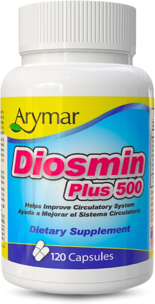 Arymar Diosmin Plus 500 - Suplemento de Apoyo del Sistema Circulatorio, 500 mg, 120 cápsulas