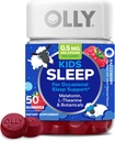 OLLY Kids Sleep Gummy, 0.5mg Melatonin, L Theanine, Chamomile, y Lemon Balm, Childrens Chewable Supplement, Raspberry - 50 Count
