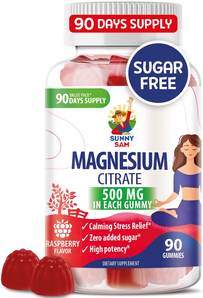 Magnesium Gummies for Kids &amp; Adults - 500mg - Calm Magnesium Chews - Magnesium Citrate Chewable Suplemento para Mood &amp; Muscle Support