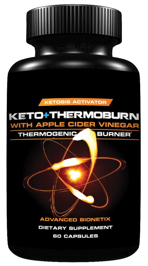 Advanced Bionetix ThermoBurnTM Ketosis Activador Keto Suplemento + Apple Sider Vinegar Capsules Thermogenic Weight Píldoras ACV Trabajo Control sinérgico del hambre, Detox, Píldoras de dieta que trabajan