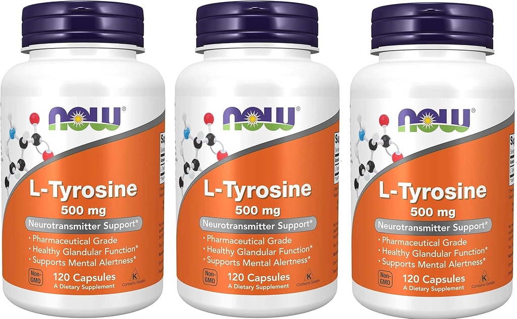AHORA Alimentos - L-Tyrosina 500 mg 120 caps (Pack of 3)