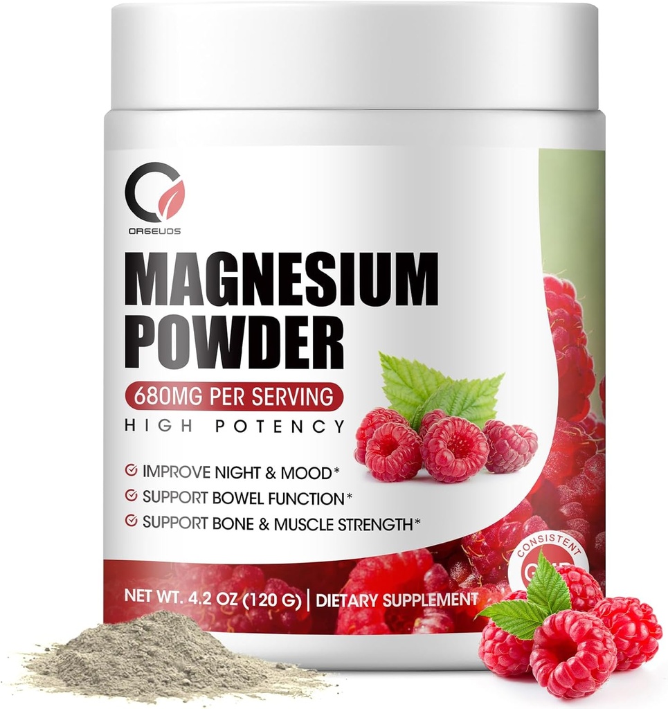 Magnesium Glycinate Powder - 680mg Magnesium Complex Supplement with Magnesium Citrate, Oxide & Vitamina A C D E for Calm, Night & Muscle Support - Vegan, Non GMO (60 Servings, 120 Grams)