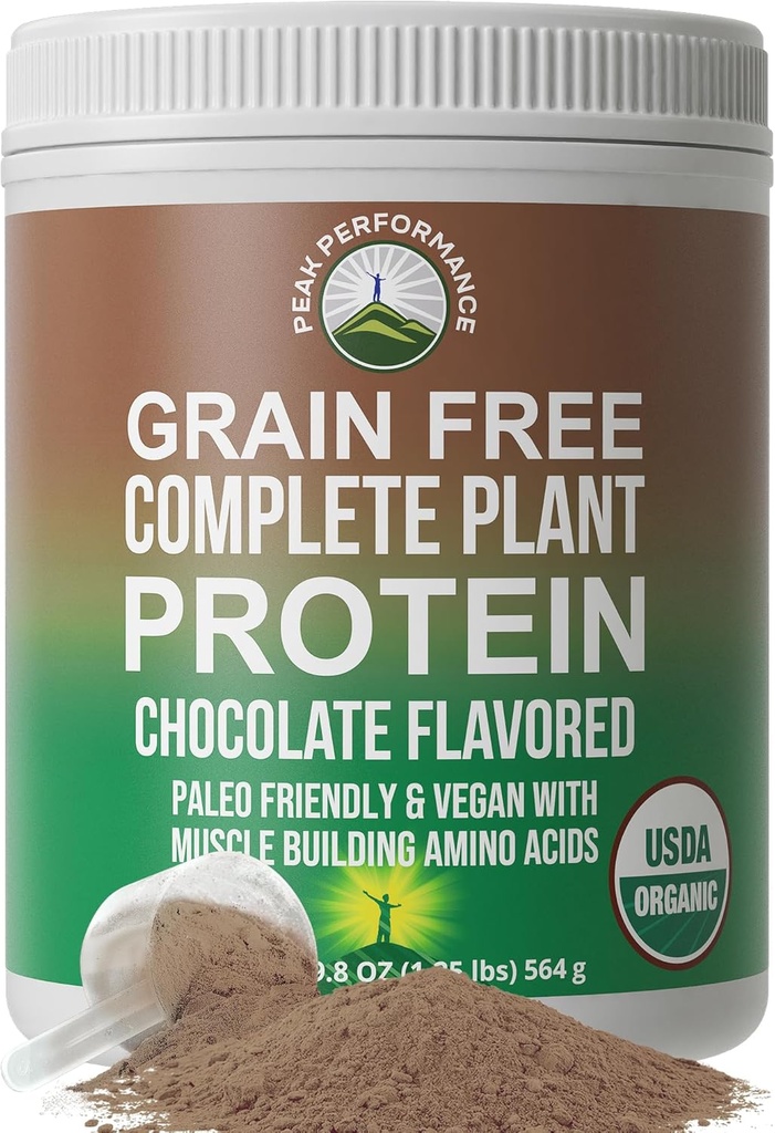 Paleo orgánico Grain Free Plant Based Raw Vegan Protein Powder. Amazing Amino Acid Profile and Less Than 1g of Sugar. with Hemp and Pea Protein Chocolate Flavored