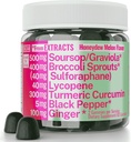 Soursop Graviola Curcumin Lycopene Broccoli Sprouts Sulforaphane Extract Gummies with Turmeric Curcumin Ginger Black Pepper, Sour Sop Guyabano Leaf Suplemento, Chew Chew Chewable Pills Capsules Suplementos
