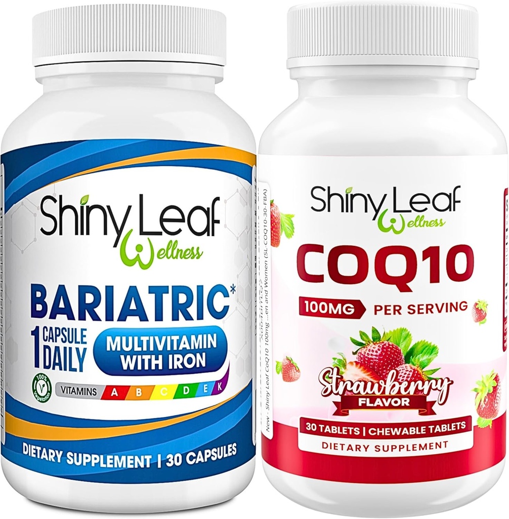 Bariatric Multivitamin con Iron One Capsule por día y CoQ10 100mg Suplemento para la salud del cerebro y la gestión de la energía para mujeres y hombres - 1 Month Supply