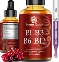 Prime Code Liquid Vitamina B1 gotas con vitamina B3 B6 & B12 Suplemento líquido Silencioso Suplemento de la tiamina para adultos que viven en la alta absorción Silencioso Apoyo inmunitario Silencioso