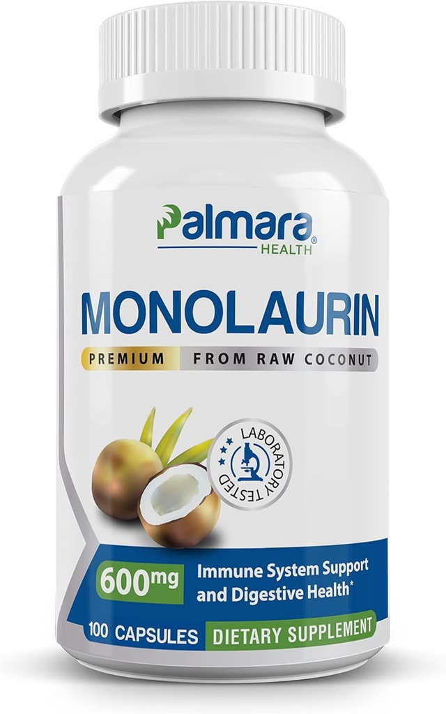 Premium Monolaurin 1,200mg por 2 capusle Serving, 1 Pack (100 cápsulas)