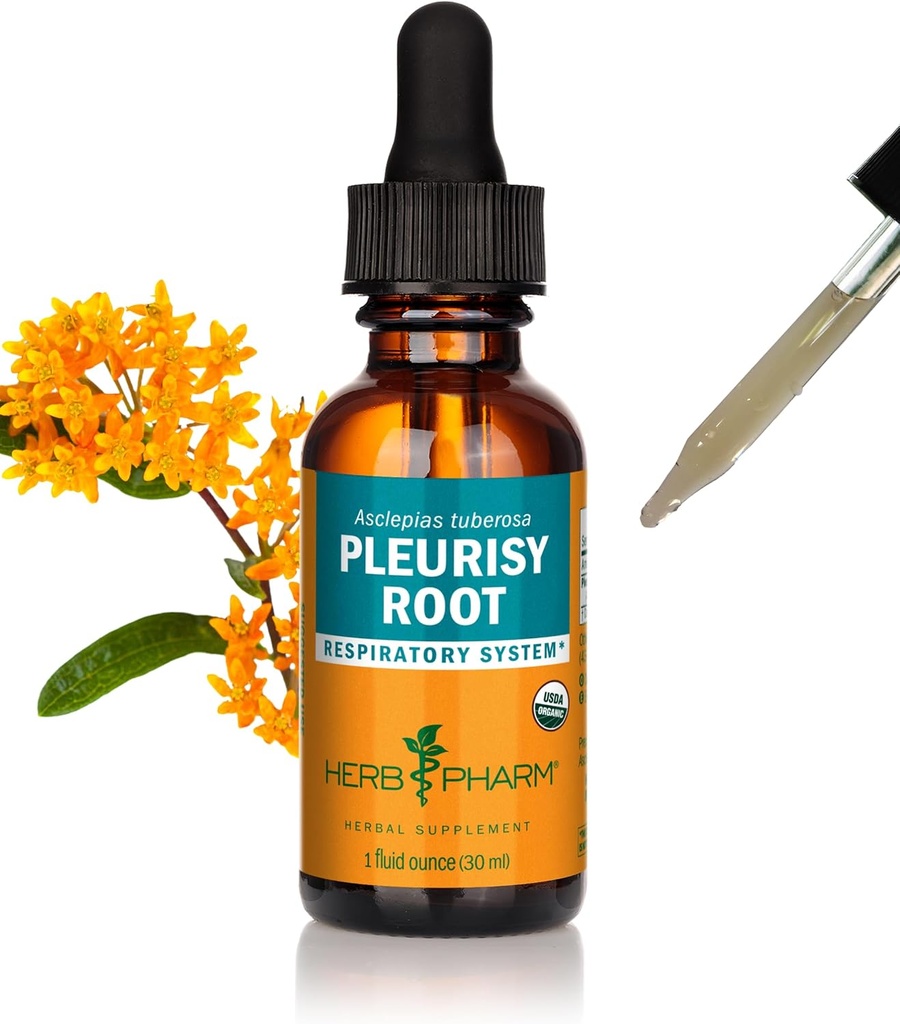 Herb Pharm Certified Orgánica Pleurisy Extract líquido para el sistema respiratorio Soporte 1 Fl Oz