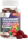 Cranberry Gummies 50:1 Cranberry Extract - Urinary Tract Support Made with 25,000mg, Helps Cleanse & Protect, Cran Berry Gummy Suplemento + Vitamina C, Chewable Cran Pills for Women - 60 Gummies