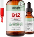 USDA Organic Vitamin B12 Liquid Drops – 5000 mcg Methylcobalamin – Sublingual, Fast-Absorbing Vegan Supplement – Energy, Metabolism, Brain, Heart & Immune Support – Alcohol-Free, 60 Servings, USA Made