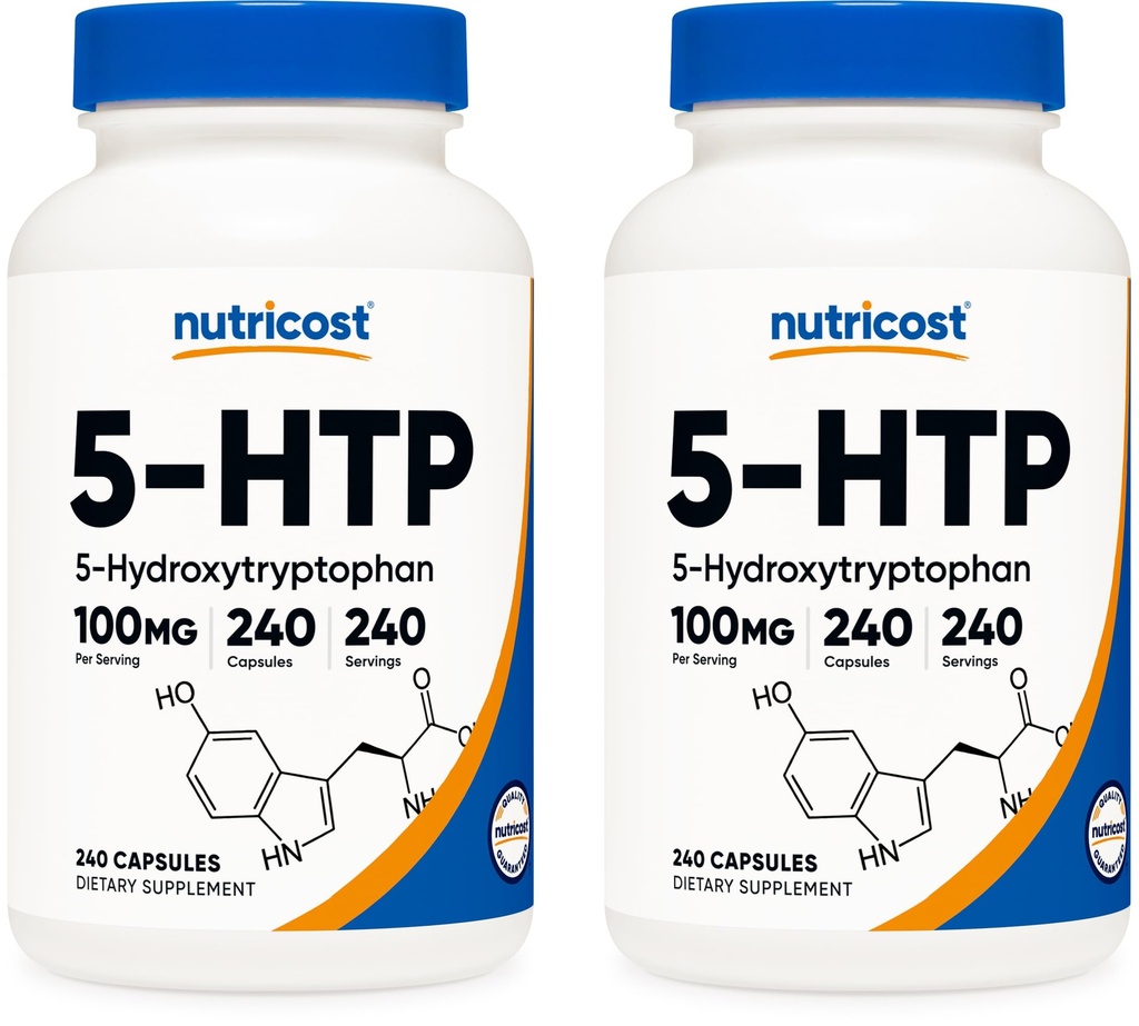Nutricost 5-HTP 100mg, 240 Vegetarian Capsules (5-Hydroxytryptophan) - Non-GMO & Gluten Free (2 Bottles)