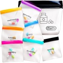 Mumi Pill Pouch Set, Travel Pill Organizer 7 Mini Zipper Pouches for Pills, Small Pill Bags, Reusable Pill Pouches for Medicine Travel, Pocket Pill Organizer, Purse Accessories, Vitamin Organizer