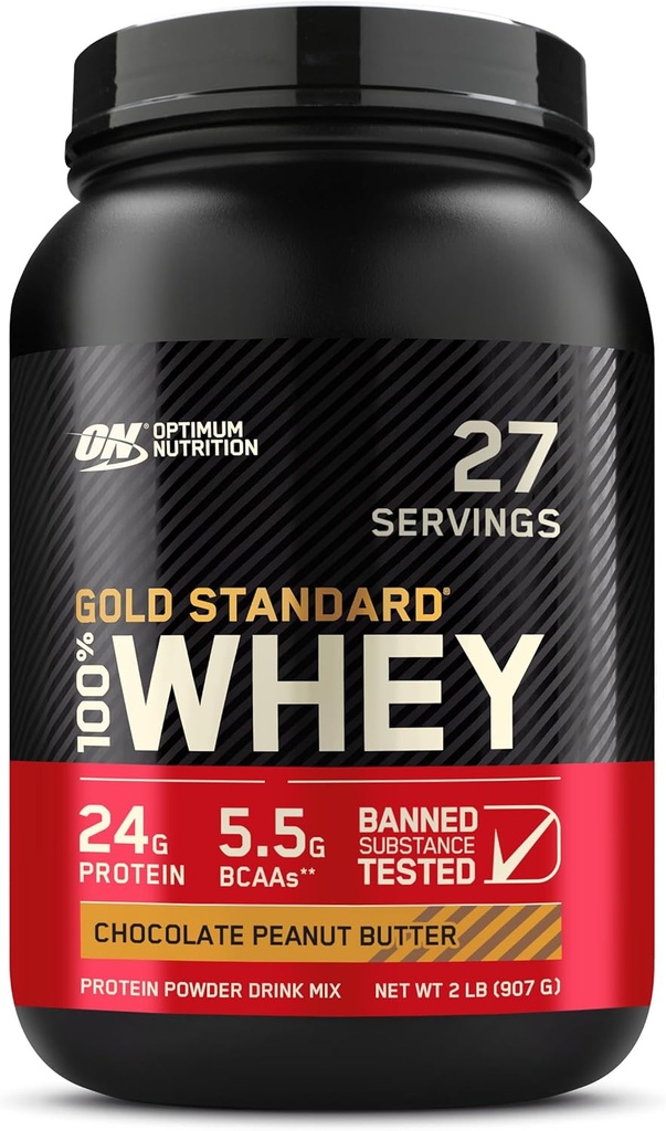 Optimum Nutrition Gold Standard 100% Whey Protein Powder, Chocolate Peanut Butter, 2 libras (Packaging May Vary)