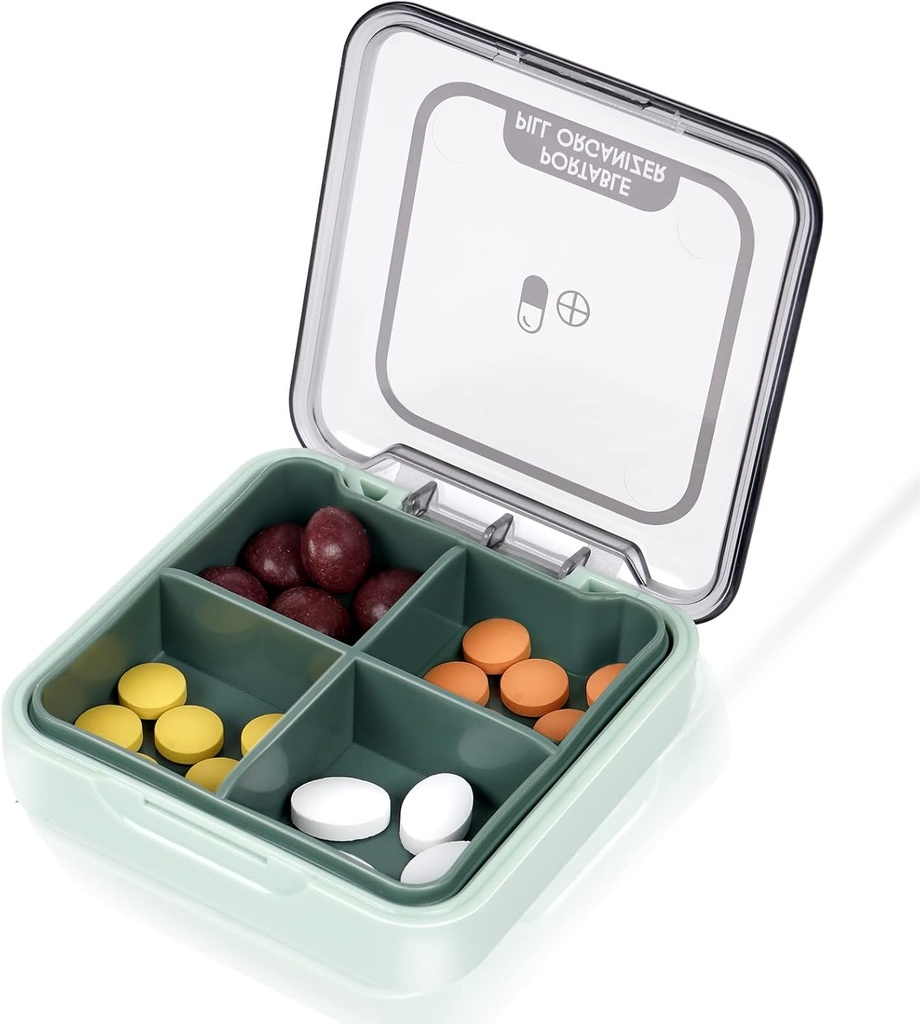 Organizador diario de píldoras Planificador de vitaminas Caja de medicamentos portátiles, caja de organizadores de píldoras, caja de propulsión de humedad de pequeña pill para el bolsillo Contenedor diario de píldoras para la medicina