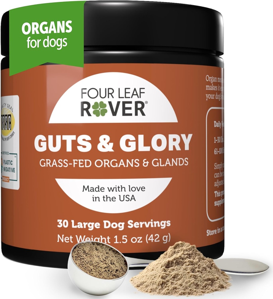 Guts & Gloria - Congelar los órganos secos para perros - con 100% carne de vaca de Nueva Zelanda - Rico en Minerales - Fórmula Veterinaria - 30 Grandes Perros