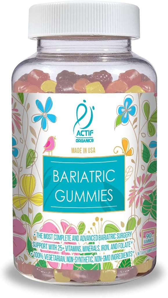 ACTIF Mangas Bariatrices Orgánicas con 25+ Vitaminas Orgánicas y Minerales para Cirugía Bariatrica y Cirugía Gastronómica, Fórmula Avanzada - 90 Cuenta
