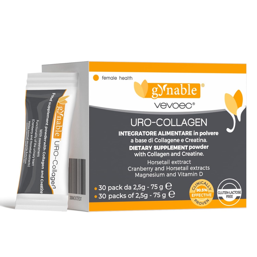 Gynable UROCollagen,Bladder Control Supplement for Women,Urinary Tract Health, Strengthen Pelvic Floor Muscles,Urinary Leakage,Female Care,with Creatine,Natural Lemon Flavored