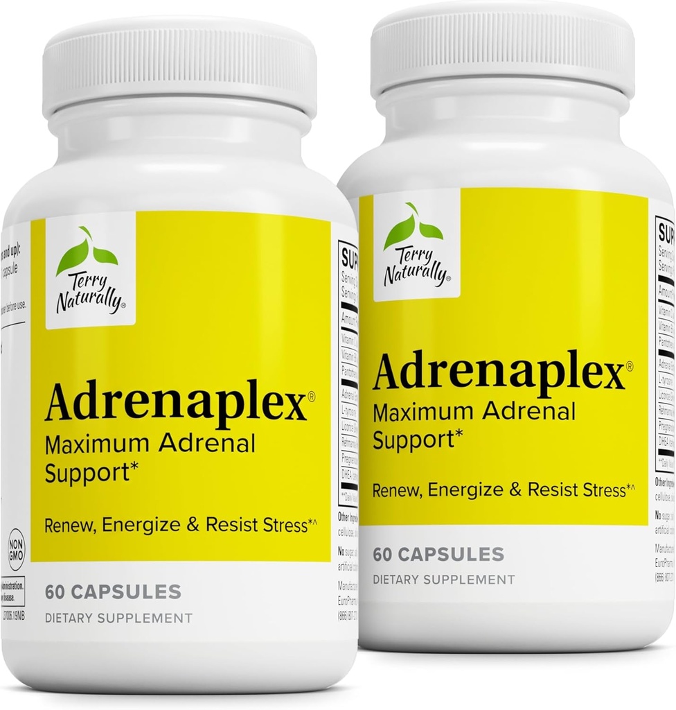 Terry Naturalmente Adrenaplex - Suplemento de la Función Adrenal del Gland - Apoyo Glandular con vitaminas C & B6 - Suplemento dietético de apoyo Función Adrenal saludable - 60 cápsulas (Pack of 2)